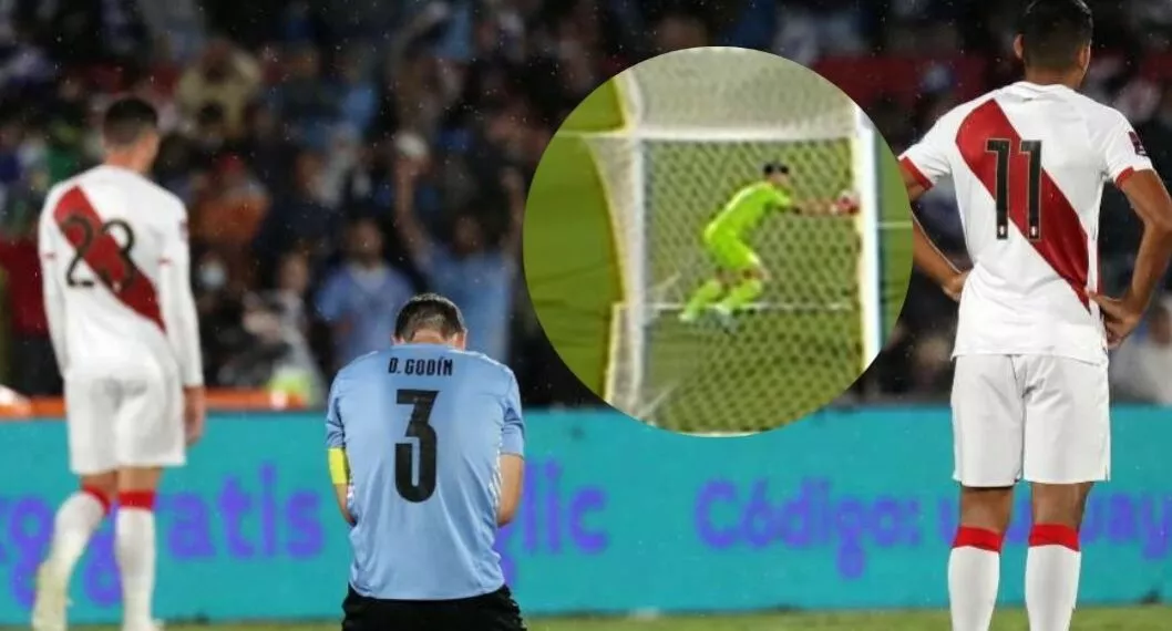Foto jugadores Uruguay y Perú y arquero de Uruguay, en nota de en gol no cobrado de Perú a Uruguay hubo manipulación, según creador del VAR