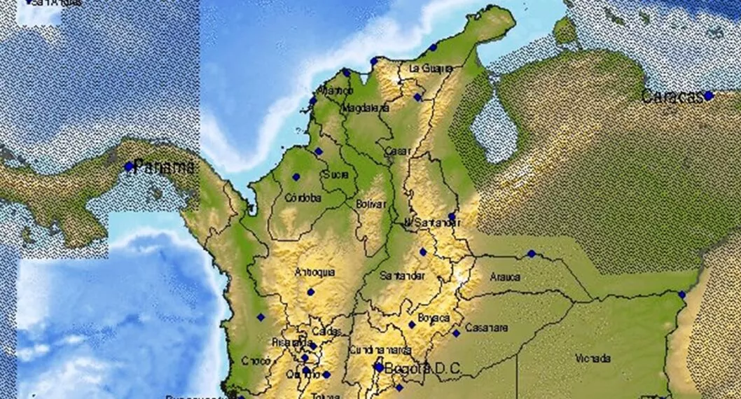 Mapa de Colombia por sismo en Villamaría, Caldas; intensidad de 3,4.