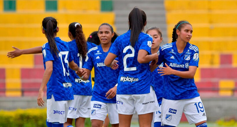 Imagen de las jugadoras de Millonario, quienes le ganaron a Bucaramanga y ya están dentro de los 8 clasificados