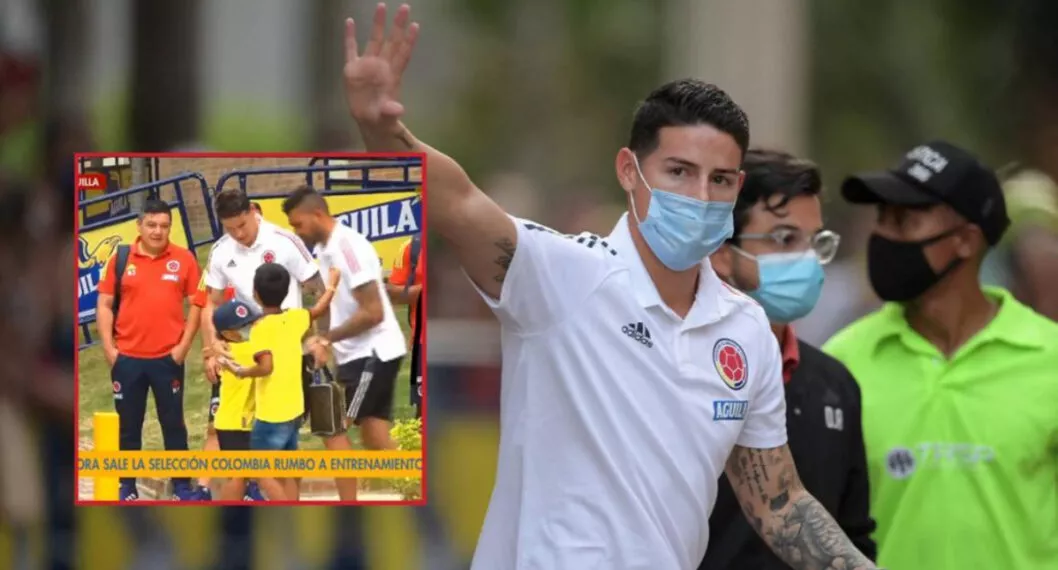 Los dos pequeños que abrazaron a James Rodríguez, fueron ayudados por un médico de la Selección Colombia.