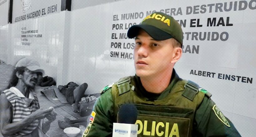 Joshue Durán, el policía que es ángel guardián de habitantes de calle