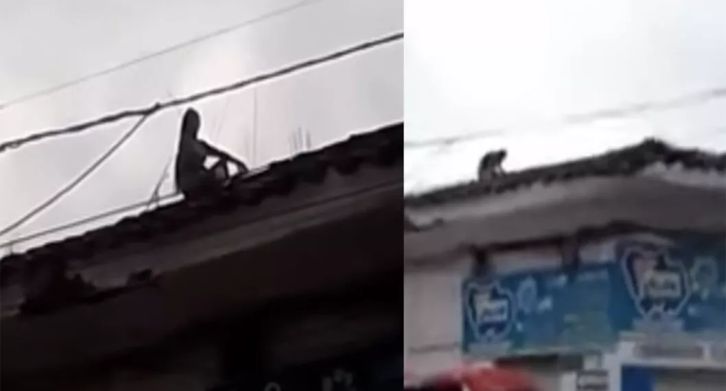 Una mujer trepada en techos de Santander de Quilichao causó inquietud.