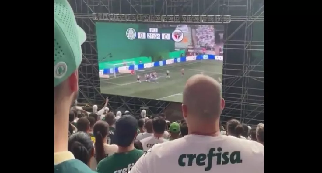 Hinchas de Palmeiras en estadio vieron final en pantalla detrás del arco
