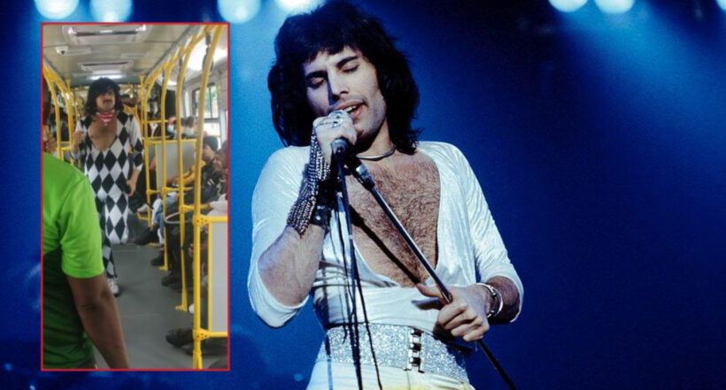 Un hombre que imitó a Freddie Mercury se volvió viral en Transmilenio.