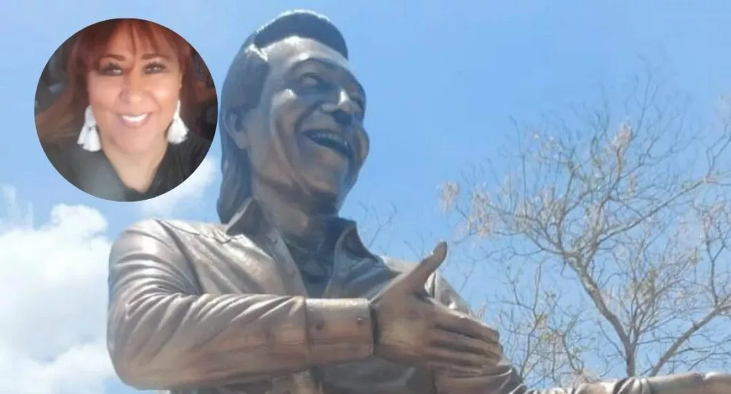 Imagen de Diomedes Díaz, quien tiene nueva estatua en La Junta y su primera esposa se sacó foto