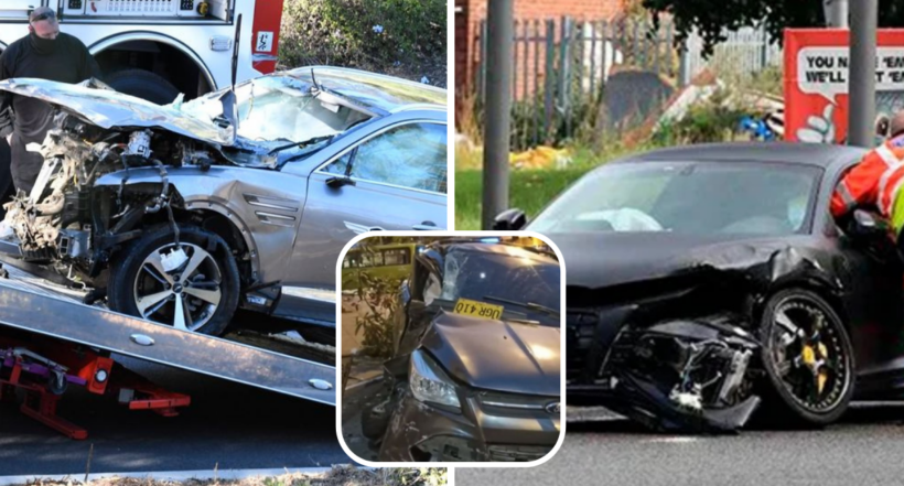 Imagen de los carros de deportistas accidentados a propósito de que murió Freddy Rincón en accidente de tránsito