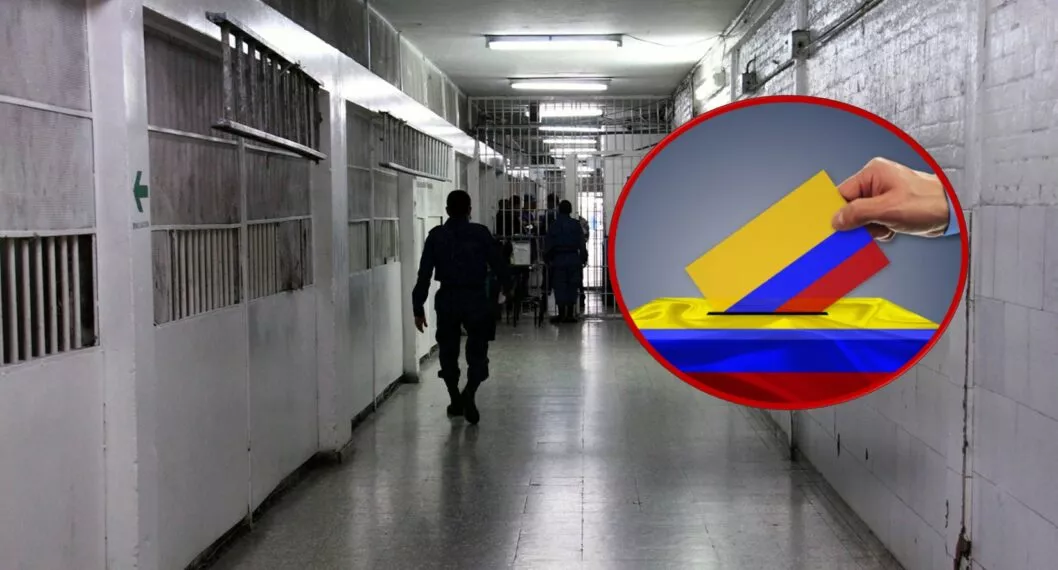 Cárcel de Colombia junto a imagen ilustrativa de voto en nota sobre si los presos en Colombia pueden sufragar (Fotomontaje de Pulzo)