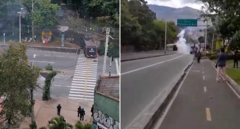 Disturbios en la Universidad de Antioquia entre encapuchados y Esmad.