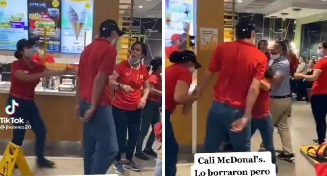 Graban pelea en McDonald's de Cali y acusan a cliente de golpear a empleado