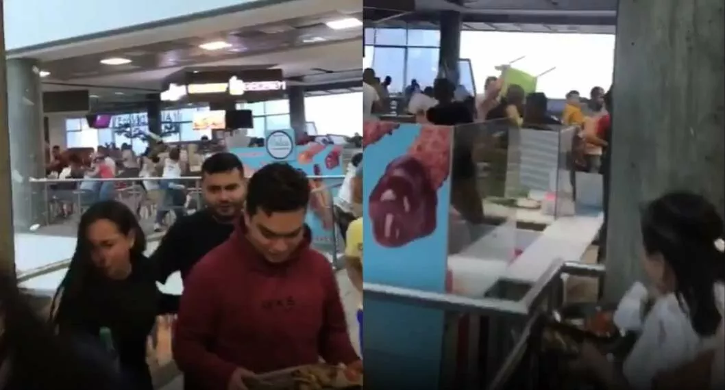 Fotos de personas en Centro Comercial Victoria, en nota de pánico en Pereira: en Centro Comercial Victoria vendaval provocó daños en video.