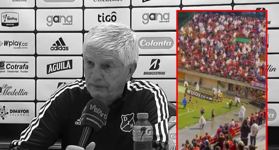 Imagen del entrenador de Independiente Medellín, ya que Julio Comesaña hizo reclamo a la hinchada por abandonar