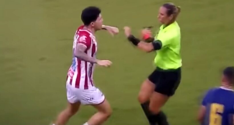 Jugador que casi le pega a una árbitra en Brasil ahora se defiende: "No abusé de ella".