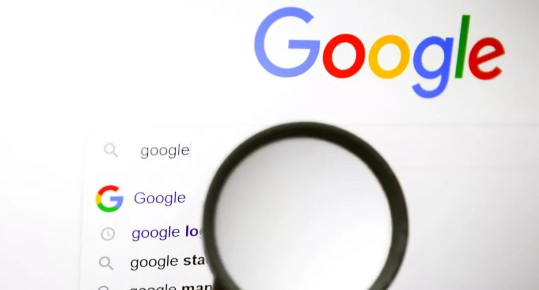 A magnifying glass is photographed with Google logo displayed on a laptop screen for illustration photo. Gliwice, Poland on January 23, 2022. (Photo by Beata Zawrzel/NurPhoto)