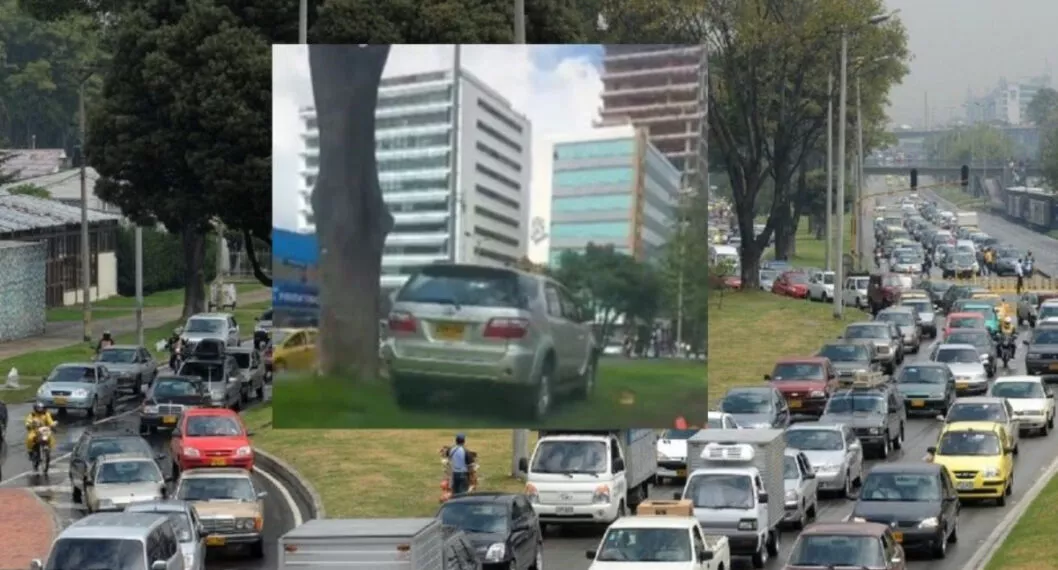 Por no aguantar trancón en Bogotá, conductor se las dio de vivo y se subió al separador