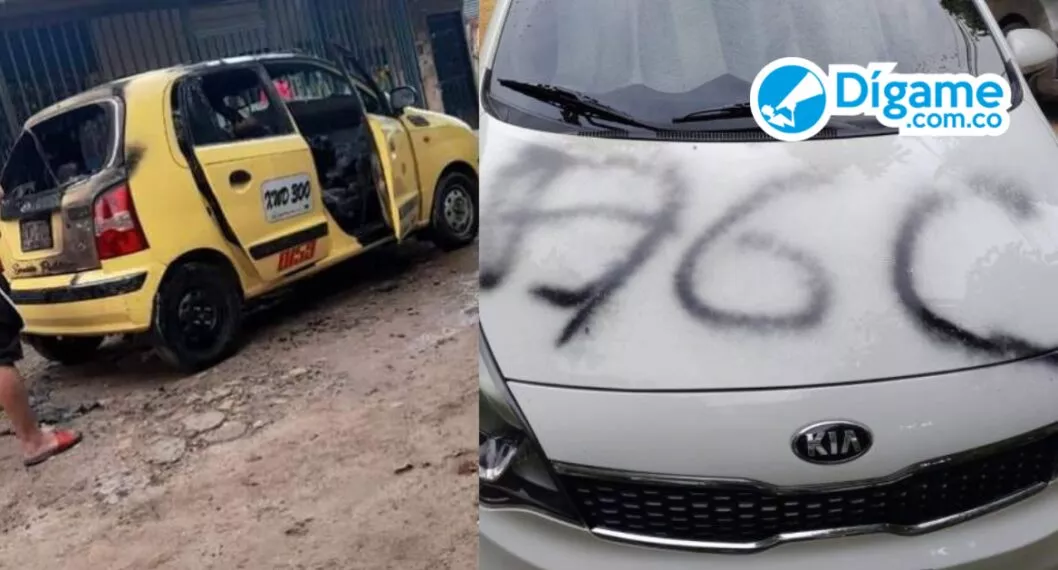 Un taxi quemado y varios carros marcados, así se vive en paro armado en Barrancabermeja
