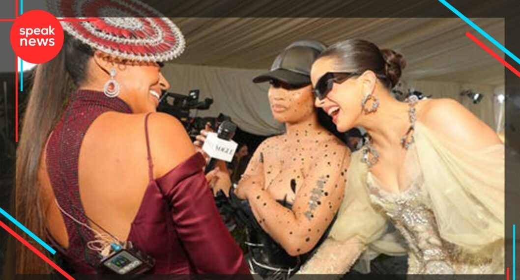 Imagen de Rosalía y Nicki Minaj que protagonizaron un chistoso encuentro en la Met Gala
