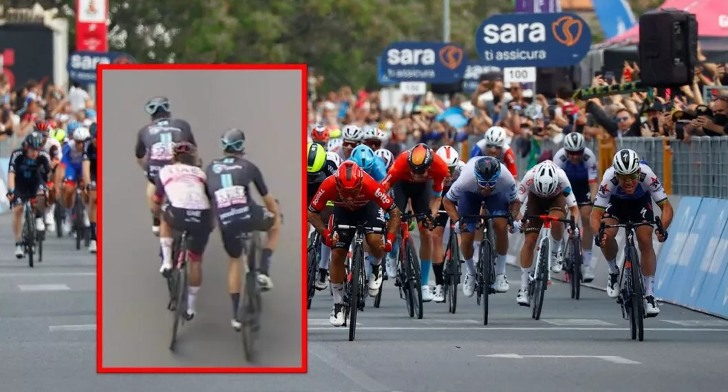 Video de Fernando Gaviria peleando en la etapa 6 del Giro de Italia 2022 y sanción.