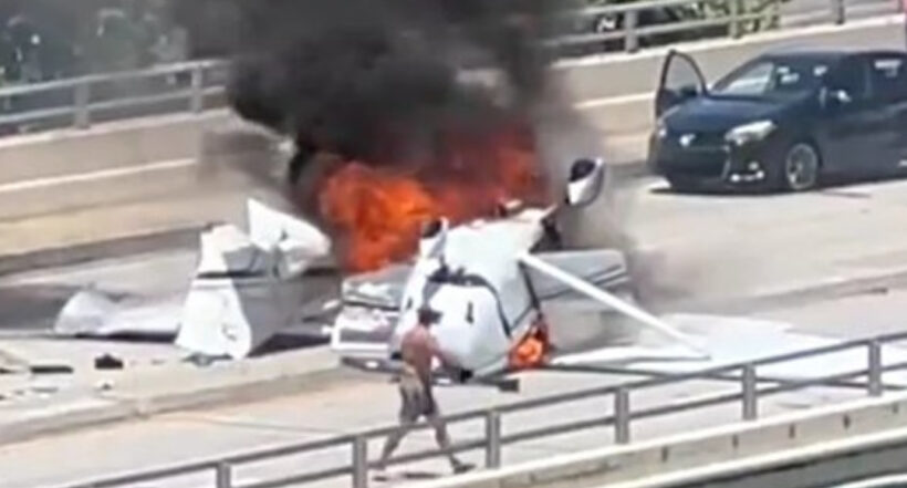 [Video] Avioneta se estrelló en puente de Miami; hay varios heridos y un carro destruido