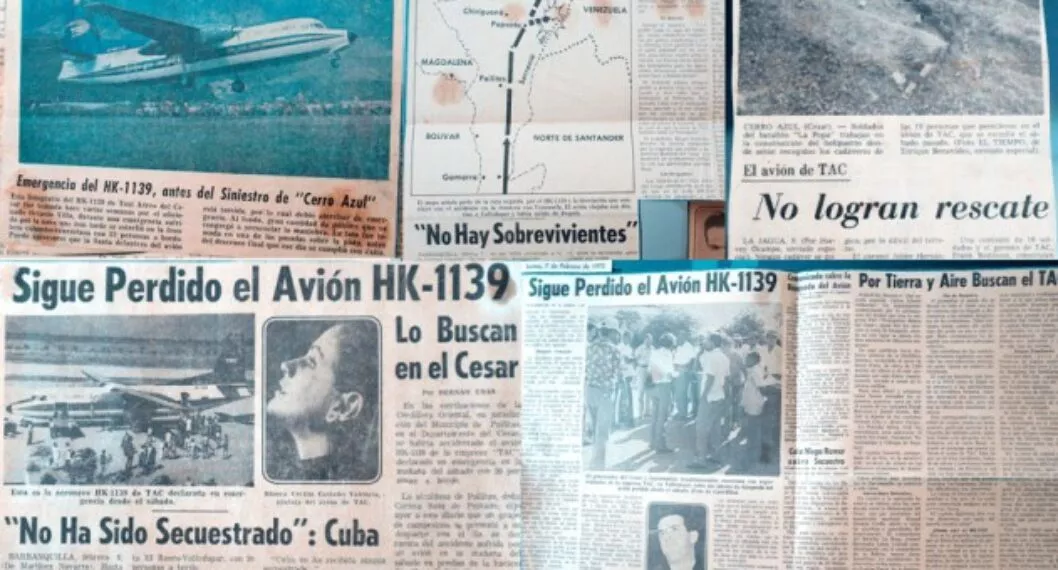 Imagen de periódicos a propósito que en Valledupar se cumplen 50 años del avión que salió de Bogotá y se estrelló