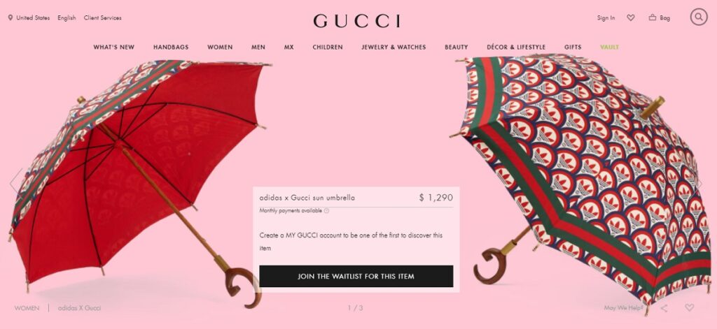 Página web de Gucci