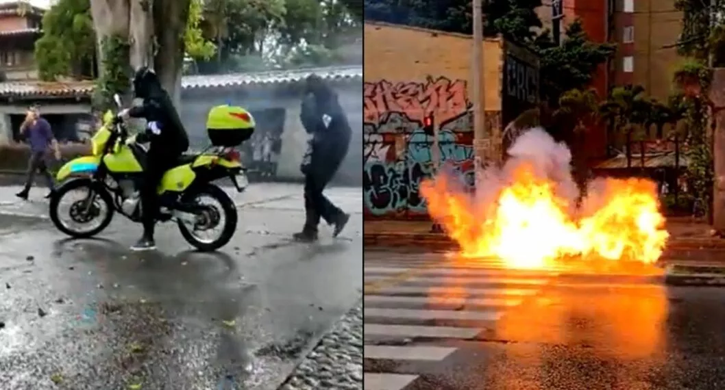 En la tarde de este jueves se reportaron disturbios en la Universidad de Antioquia. Encapuchados se pasearon y quemaron una moto de la Policía.