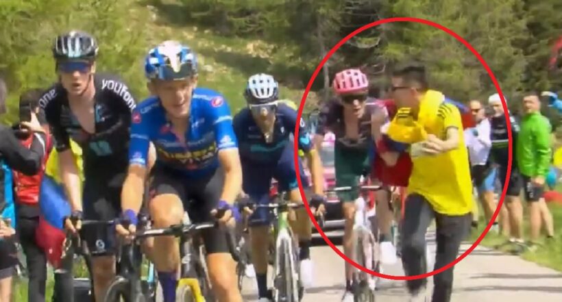 Hugh Carthy golpeó a aficionado colombiano en etapa 16 del Giro de Italia