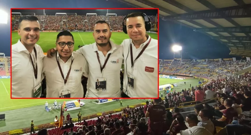 Imagen de los periodistas de Caracol Radio que no harían programa por hinchas de Tolima que no van al estadio