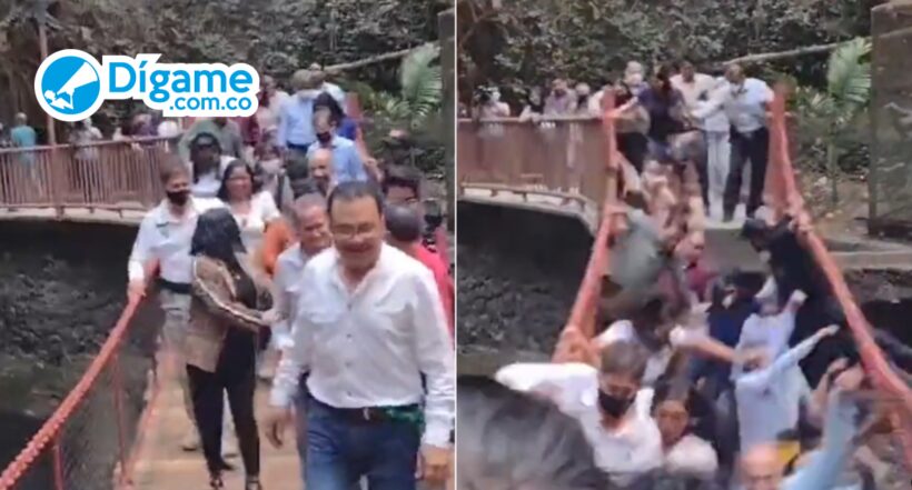 [Video] Puente colgante se cae durante su inauguración en México