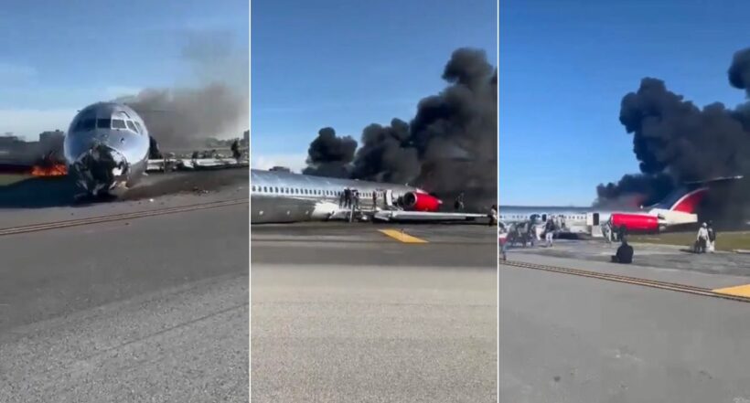 Avión incendiado en Miami, video revela los momentos de pánico que se vivieron dentro del vehículo.