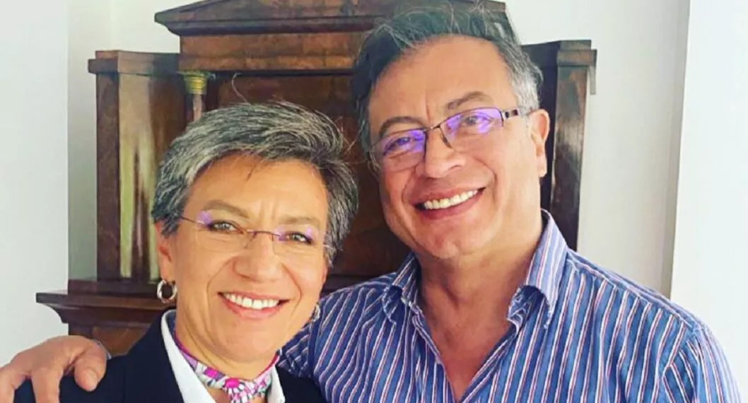 Gustavo Petro y Claudia López foto hoy en reunión en Bogotá
