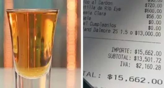 Imagen del trago que mujer denunció en redes que restaurante le cobró $ 3 millones por shot