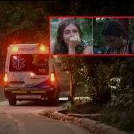 'Valkyria' y 'Dani' llorando en fondo con ambulancia en el 'Desafío', a propósito de que sale un participante 'lesionado' (fotomontaje Pulzo).