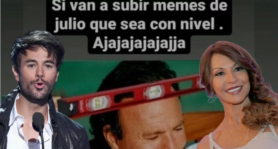 Meme de Julio Iglesias con fotos de Amparo Grisales y Enrique Iglesias, a propósito de quién es Julio Iglesias y cómo luce en realidad (fotomontaje Pulzo).