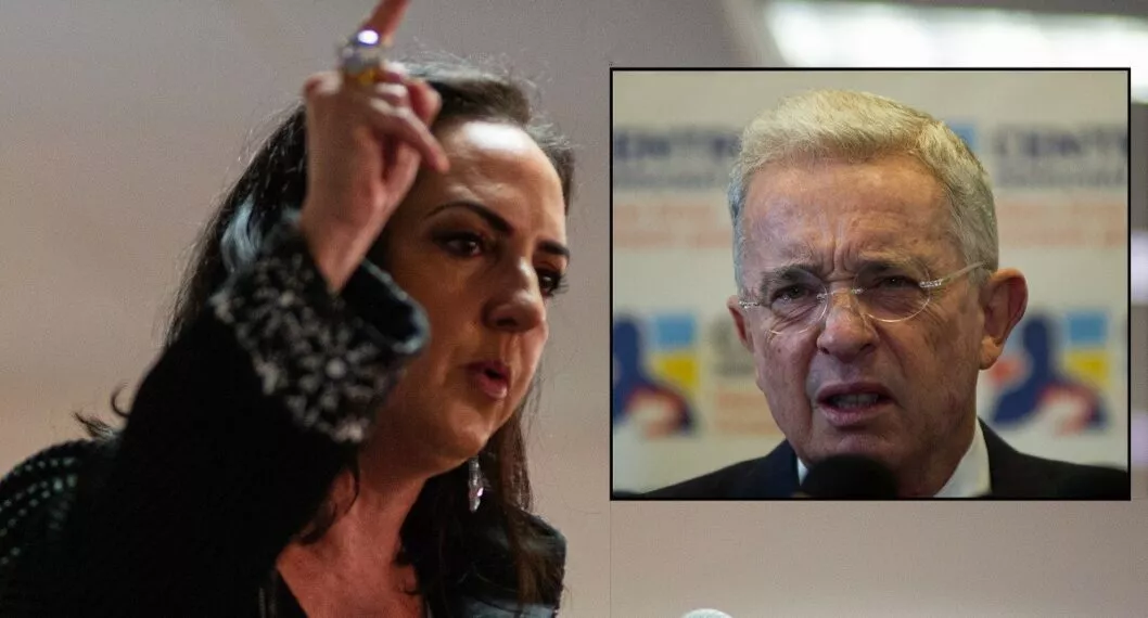 María Fernanda Cabal y Álvaro Uribe, a propósito de que la senadora le competería al expresidente con nuevo partido y se llevaría uribistas (fotomontaje Pulzo).