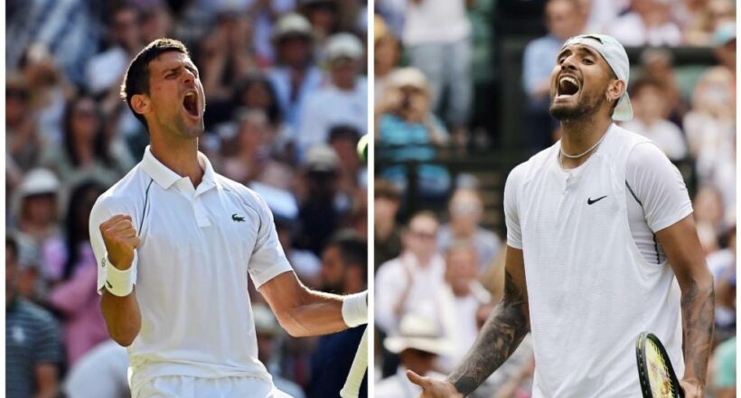 Imagen de Novak Djokovic y Nick Kyrgios, ya que disputarán la gran final de Wimbledon