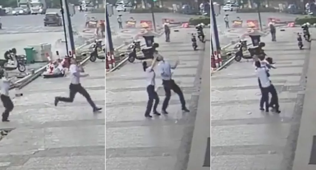 Fotos de hombre que atrapó a niña en China que cayó desde un cuarto piso.