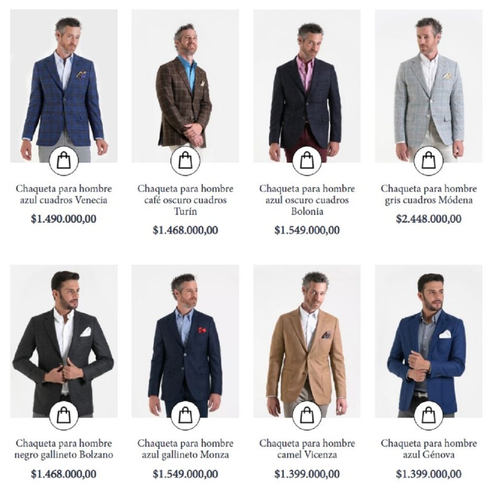 Estas son las chaquetas que venden en la página web de Abelardo de la Espriella. Fuente: web oficial de Abelardo de la Espriella