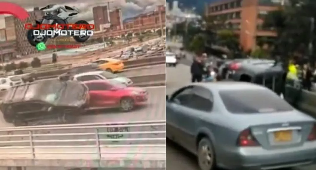 Imágenes del accidente en un puente de Bogotá.
