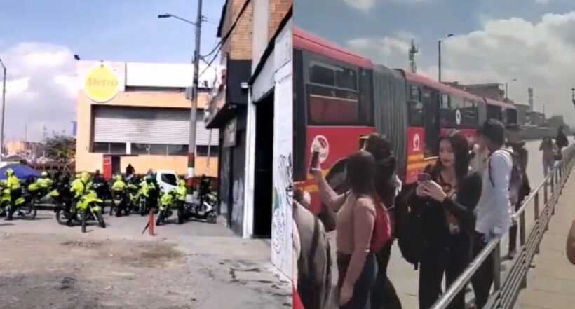 Este viernes se registran protestas en Portal Américas, Bogotá. Bicitaxistas rechazan operativos de control de la Policía de Tránsito.