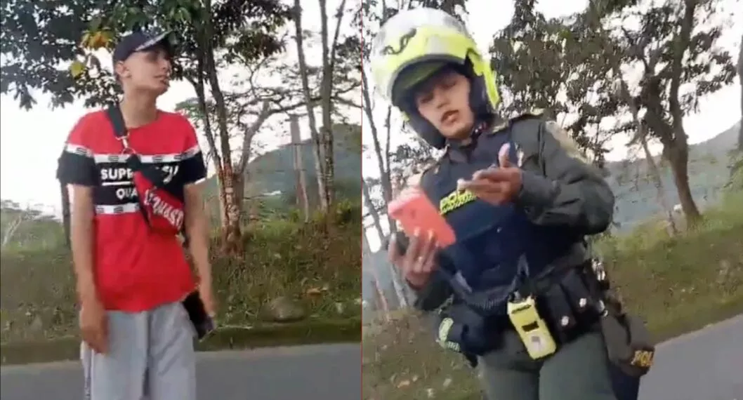 Es viral en redes sociales un video de una patrullera de la Policía que cuestiona a un joven por no llevar la misma ropa que tiene en la foto de la cédula.