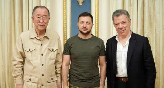 Santos apareció en foto junto al presidente de Ucrania y le dio consejos sobre la paz