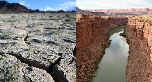 Imagen del caso en Estados Unidos en el que el río Colorado vive sequía por el verano que lo ha disminuido