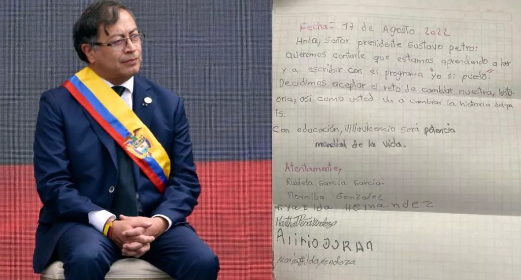 El presidente colombiano recibió el mensaje hecho por adultos mayores que están aprendiendo a leer y escribir.