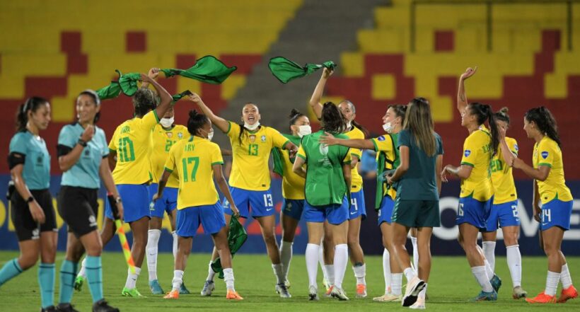 Imagen de las jugadoras del Mundial Femenino sub-20, a propósito de que así juega Brasil, rival de Colombia en cuartos de final