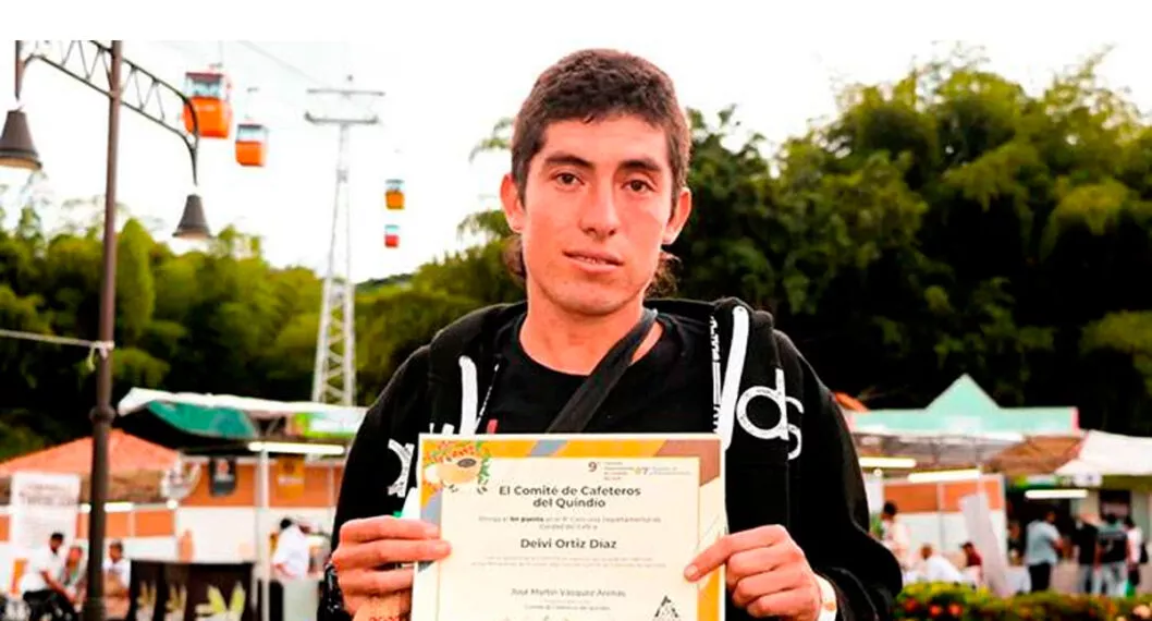 Imagen del joven en el Quindío y la historia de Deivi Ortiz que ganó concurso de Expo Eje 2022 a mejor café