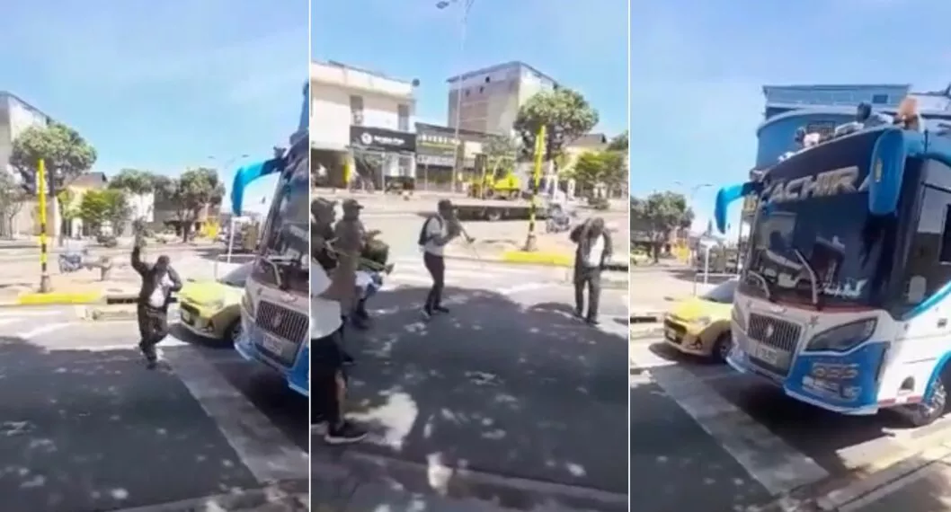 Fotos de conductor en Bucaramanga que se bajó a bailar en pleno semáforo en rojo.