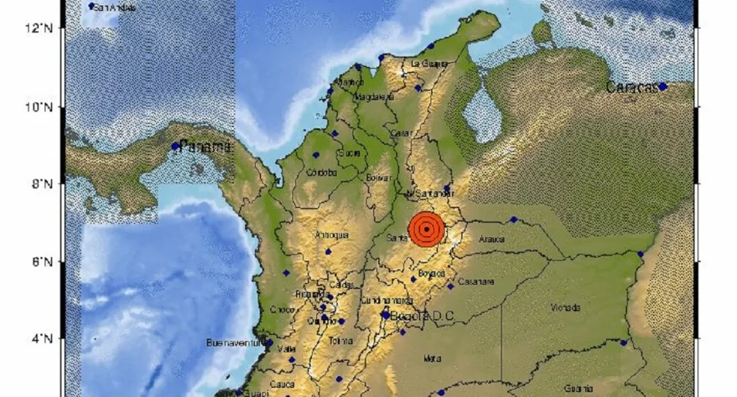 Ubicación del temblor del 31 de agosto en Colombia.