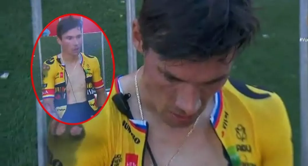 Video de la caída de Primoz Roglic hoy y cómo quedó luego de ese golpe en la etapa 16 de la Vuelta a España 2022.