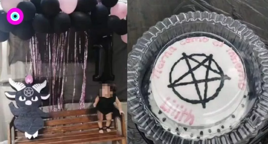 Imagen del caso donde celebran el primer año de su bebé con fiesta satánica y en redes es polémica