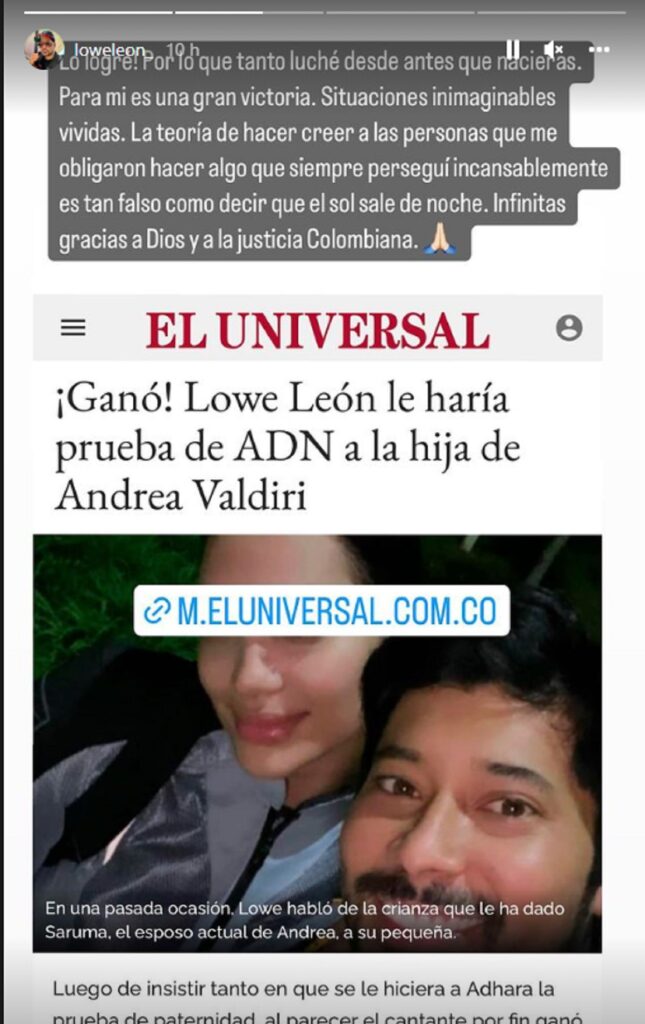 Lowe León celebra aprobación de prueba de parternidad y asegura que Valdiri miente
